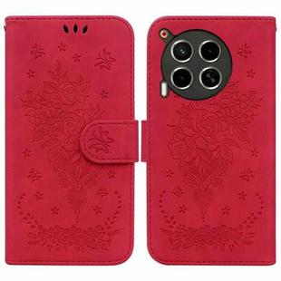 For Tecno Camon 30 4G / 5G Butterfly Rose Embossed Leather Phone Case(Red)