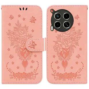 For Tecno Camon 30 4G / 5G Butterfly Rose Embossed Leather Phone Case(Pink)