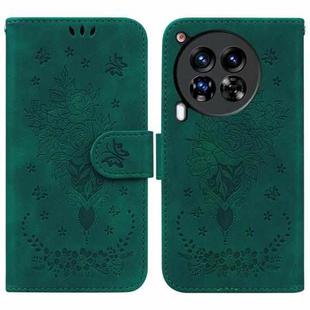 For Tecno Camon 30 Premier 5G Butterfly Rose Embossed Leather Phone Case(Green)