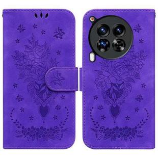 For Tecno Camon 30 Premier 5G Butterfly Rose Embossed Leather Phone Case(Purple)