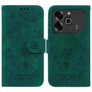 For Tecno Pova 6 / Pova 6 Pro Butterfly Rose Embossed Leather Phone Case(Green)