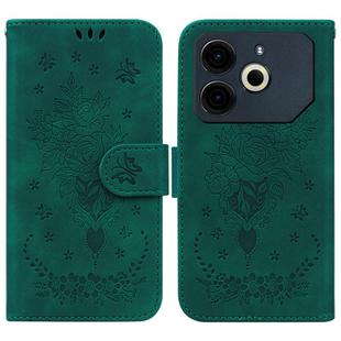 For Tecno Pova 6 Neo Butterfly Rose Embossed Leather Phone Case(Green)