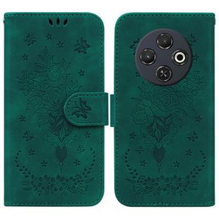 For Tecno Spark 30C Butterfly Rose Embossed Leather Phone Case(Green)