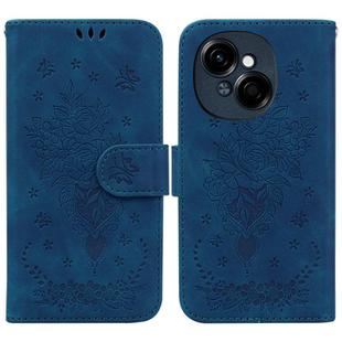 For Tecno Spark Go 1 / Pop 9 Pro Butterfly Rose Embossed Leather Phone Case(Blue)