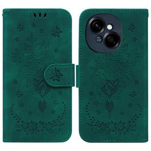 For Tecno Spark Go 1 / Pop 9 Pro Butterfly Rose Embossed Leather Phone Case(Green)