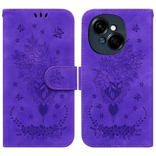 For Tecno Spark Go 1 / Pop 9 Pro Butterfly Rose Embossed Leather Phone Case(Purple)