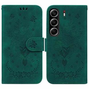 For Tecno Camon 40 Butterfly Rose Embossed Leather Phone Case(Green)