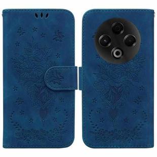 For Tecno Spark 30 4G Butterfly Rose Embossed Leather Phone Case(Blue)