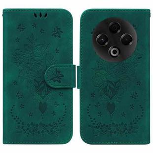 For Tecno Spark 30 4G Butterfly Rose Embossed Leather Phone Case(Green)