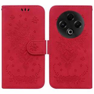For Tecno Spark 30 4G Butterfly Rose Embossed Leather Phone Case(Red)