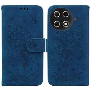 For Tecno Camon 30S / Camon 30S Pro Butterfly Rose Embossed Leather Phone Case(Blue)