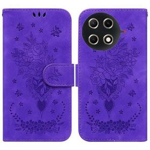 For Tecno Camon 30S / Camon 30S Pro Butterfly Rose Embossed Leather Phone Case(Purple)
