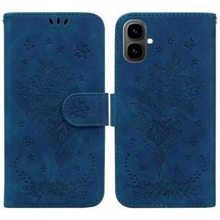 For Tecno Pop 10 / Spark Go 2 4G Butterfly Rose Embossed Leather Phone Case(Blue)