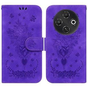 For Tecno Pop 9 5G / Spark 30C 5G Butterfly Rose Embossed Leather Phone Case(Purple)
