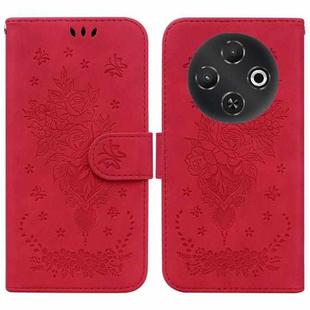 For Tecno Pop 9 5G / Spark 30C 5G Butterfly Rose Embossed Leather Phone Case(Red)