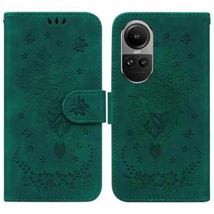 For OPPO Reno10 5G Global/Reno10 Pro Global Butterfly Rose Embossed Leather Phone Case(Green)