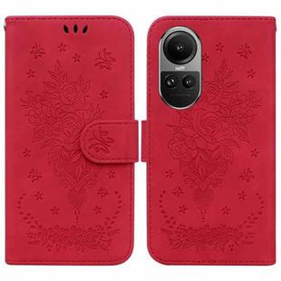 For OPPO Reno10 5G Global/Reno10 Pro Global Butterfly Rose Embossed Leather Phone Case(Red)