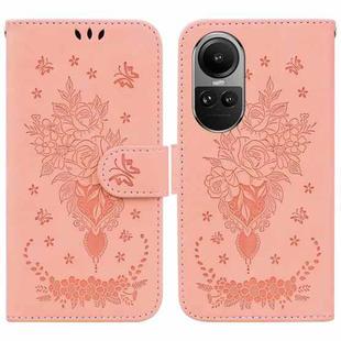 For OPPO Reno10 5G Global/Reno10 Pro Global Butterfly Rose Embossed Leather Phone Case(Pink)