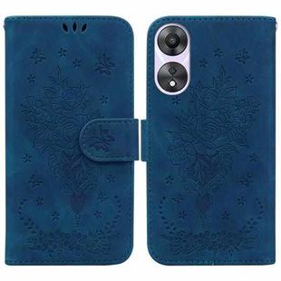 For OPPO A78 4G Butterfly Rose Embossed Leather Phone Case(Blue)
