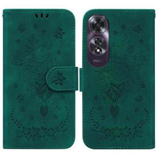 For OPPO A60 4G Butterfly Rose Embossed Leather Phone Case(Green)