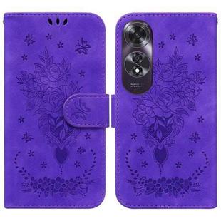 For OPPO A60 4G Butterfly Rose Embossed Leather Phone Case(Purple)