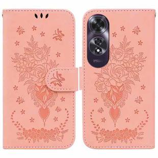 For OPPO A60 4G Butterfly Rose Embossed Leather Phone Case(Pink)