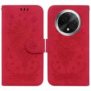 For OPPO A3 Pro 5G Butterfly Rose Embossed Leather Phone Case(Red)