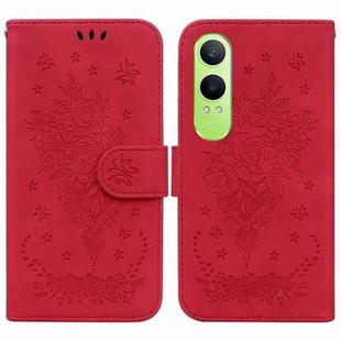 For OPPO K12x Butterfly Rose Embossed Leather Phone Case(Red)