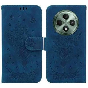 For OPPO Reno12 F 5G Butterfly Rose Embossed Leather Phone Case(Blue)