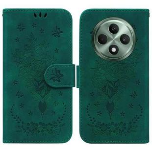 For OPPO Reno12 F 5G Butterfly Rose Embossed Leather Phone Case(Green)