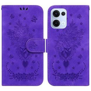 For OPPO Reno13 Global Butterfly Rose Embossed Leather Phone Case(Purple)
