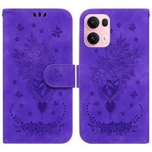 For OPPO Reno13 Pro Global Butterfly Rose Embossed Leather Phone Case(Purple)