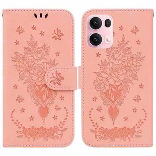 For OPPO Reno13 Pro Global Butterfly Rose Embossed Leather Phone Case(Pink)