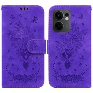 For OPPO Reno13 F 4G / 5G Butterfly Rose Embossed Leather Phone Case(Purple)