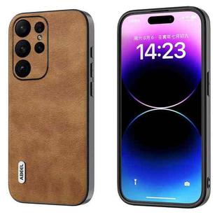 For Samsung Galaxy S23 Ultra 5G ABEEL Retro Litchi Texture PU Phone Case(Brown)