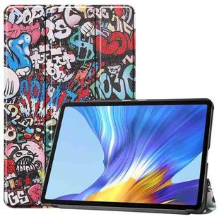 For Huawei Honor V6 / MatePad 10.4 inch Universal Painted Pattern Horizontal Flip Tablet PC Leather Case with Tri-fold Bracket & Sleep / Wake-up(Graffiti)