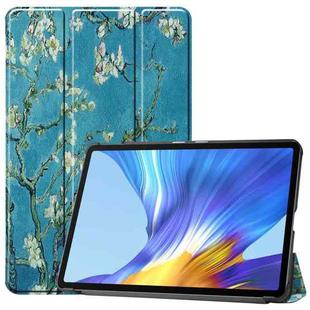 For Huawei Honor V6 / MatePad 10.4 inch Universal Painted Pattern Horizontal Flip Tablet PC Leather Case with Tri-fold Bracket & Sleep / Wake-up(Apricot Blossom)