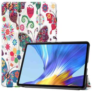 For Huawei Honor V6 / MatePad 10.4 inch Universal Painted Pattern Horizontal Flip Tablet PC Leather Case with Tri-fold Bracket & Sleep / Wake-up(Color Butterfly)