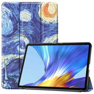 For Huawei Honor V6 / MatePad 10.4 inch Universal Painted Pattern Horizontal Flip Tablet PC Leather Case with Tri-fold Bracket & Sleep / Wake-up(Starry Sky)