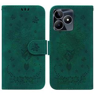 For Realme C53 / Narzo N53 Butterfly Rose Embossed Leather Phone Case(Green)