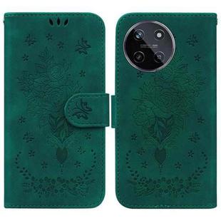 For Realme 11 4G Global Butterfly Rose Embossed Leather Phone Case(Green)