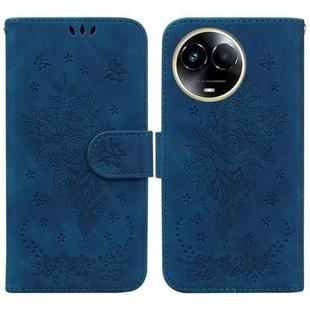 For Realme 11 5G Global Butterfly Rose Embossed Leather Phone Case(Blue)
