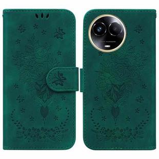 For Realme 11 5G Global Butterfly Rose Embossed Leather Phone Case(Green)