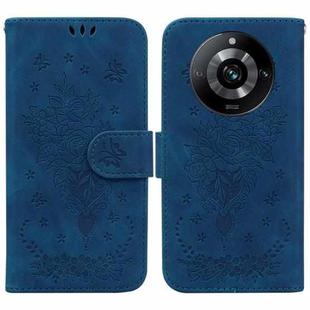 For Realme 11 Pro 5G/11 Pro+ 5G/Narzo 60 Pro 5G Butterfly Rose Embossed Leather Phone Case(Blue)