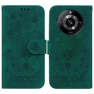 For Realme 11 Pro 5G/11 Pro+ 5G/Narzo 60 Pro 5G Butterfly Rose Embossed Leather Phone Case(Green)