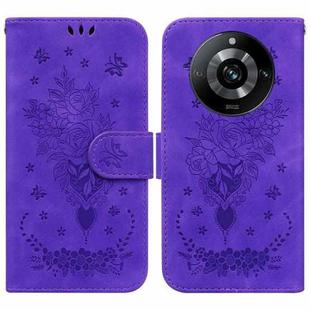 For Realme 11 Pro 5G/11 Pro+ 5G/Narzo 60 Pro 5G Butterfly Rose Embossed Leather Phone Case(Purple)