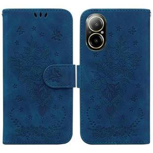 For Realme C67 4G Global Butterfly Rose Embossed Leather Phone Case(Blue)