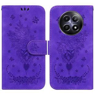 For Realme 12 5G Butterfly Rose Embossed Leather Phone Case(Purple)