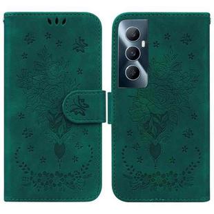 For Realme C65 4G Butterfly Rose Embossed Leather Phone Case(Green)