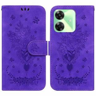 For Realme C61 / C63 / Note 60 Butterfly Rose Embossed Leather Phone Case(Purple)